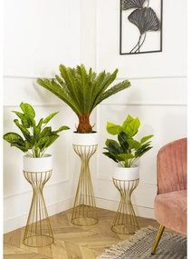 Ghiveci metalic de flori LOFT 46x20 cm auriu/alb