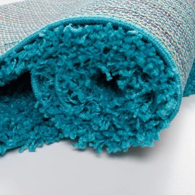 Covor elegant turcoaz închis, cu fire mai înalte Lăţime: 60 cm | Lungime: 100 cm