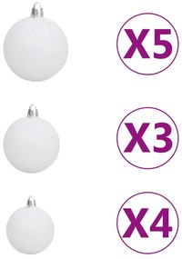 Set brad de Craciun artificial LED-uri globuri rosu 150 cm PVC 1, Rosu si gri, 150 x 75 cm