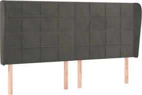 vidaXL Tăblie de pat cu aripioare gri închis 183x23x118/128 cm catifea
