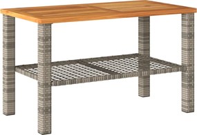 vidaXL Masă de grădină, gri, 70x38x42 cm, poliratan și lemn acacia