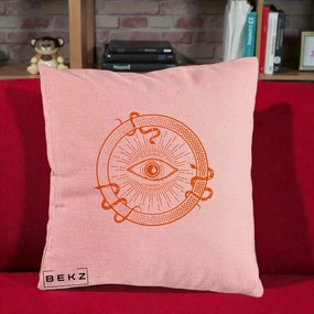 Perna Personalizata Ochiul Providentei Mistic Orange, 40x40 cm, Roz, Husa Detasabila, Perna Inclusa, BEKZ®