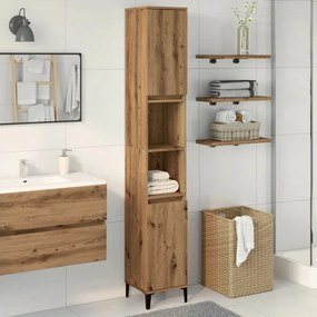 vidaXL Dulap de baie, stejar artizanal, 30x30x190 cm, lemn prelucrat