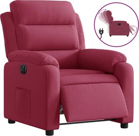 vidaXL Fotoliu rabatabil electric, roșu vin, catifea