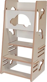 Turn de invatare - learning tower alb masinuta