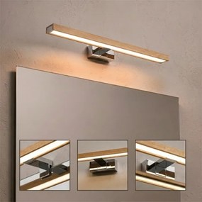 Brilagi-LED Iluminare oglindă de baie WOODY MIRROR 3 în 1 LED/12W/230V 60 cm IP44 crom/stejar