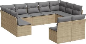 vidaXL Set canapele de grădină cu perne, 11 piese, bej, poliratan