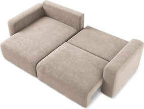 Colțar bej extensibil/cu spațiu de depozitare cu tapițerie din chenille (cu colț pe partea stângă/cu șezlong) Kona – Makamii