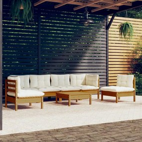 3096205 vidaXL Set mobilier grădină cu perne, 7 piese, lemn masiv de pin