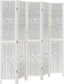 vidaXL Paravan cameră 5 panouri, alb, lemn masiv paulownia