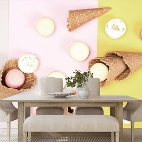Fototapet autoadeziv macaroons într-un con