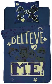 Lenjerie de pat luminoasa PAW PATROL Believe me gri Dimensiune lenjerie de pat: 70 x 80 cm | 140 x 200 cm