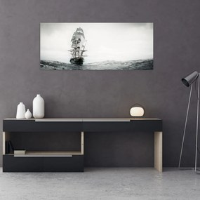 Tablou - O navă care navighează pe ocean (120x50 cm)