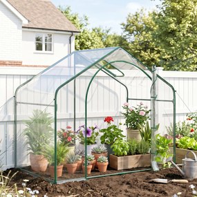 Outsunny Sera Cabina Portabila 6' x 3' x 6', Folie PE, Sera de Gradina cu Cadru de Otel, Usa cu Fermoar, Aerisire Superioara, pentru Flori, Legume, Puieti, Plante Tropicale, Verde | Aosom Romania