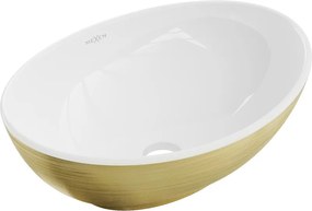 Mexen Elza chiuvetă de tejghea 40 x 33 cm, alb/auriu model linii - 21014017