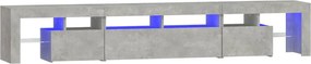 vidaXL Comodă TV cu lumini LED, gri beton, 230x36,5x40cm