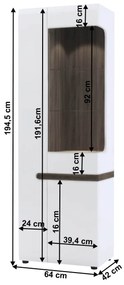 Vitrină Lymoted (alb + stejar sonoma închis trufă) . 1064008