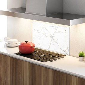 Panou Sticla Bucatarie, 30x40cm, Protectie aragaz, Antistropi, Termorezistent, Abstracte, Marble, White Brown Lines Marble
