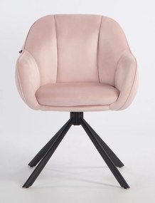 HR2055 BAZĂ STEA Scaun Roz Pudra din Catifea cu Bază Neagră