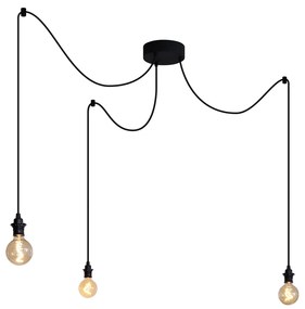 Lampă suspendată pentru exterior, neagră, 3 lumini, IP44 - Cava