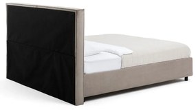 Pat matrimonial taupe tapițat cu spațiu de depozitare cu somieră 180x200 cm Myra Bold – Bonami Selection