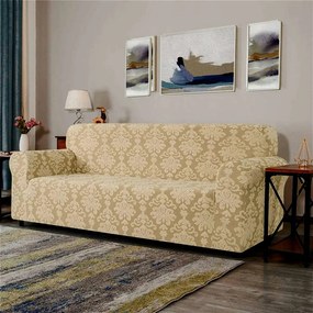 Husa elastica pentru canapea 3 locuri, fara volanas, model Jacquard, Bej