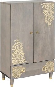 vidaXL Bufet cu sertar Gri și Aur 60 x 33 x 100 cm Lemn de mango solid