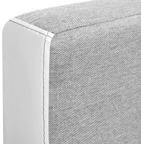 Canapea coltar din material textil, 218x155x69 cm, alb cu gri Alb si gri