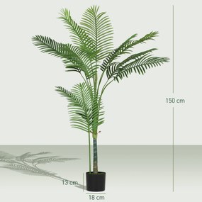 HOMCOM Palmă Artificială Areca înaltă de 150 cm, Plantă Falsă Realistă pentru Interioare cu Vas, Decorațiune pentru Casă și Birou, Verde | Aosom Romania