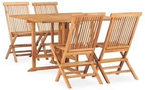 3059991 vidaXL Set mobilier de exterior pliabil, 5 piese, lemn masiv de tec