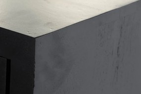 Bufet negru retro, din lemn de mango, cu 4 uși cu panouri din ratan împletit și picioare înclinate din metal, 90 x 160 x 40 cm, „Chaumont”