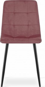 OFERTA Scaun de catifea roz KARA cu picioare negre II. calitate