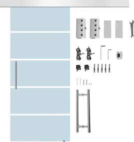 Homcom Usa Glisanta din Sticla Satinata – 102,5×205 cm cu Dungi Decorative | Aosom Romania