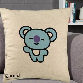 Perna Personalizata BT21 Koya Kawaii, 40x40 cm, Bej, Husa Detasabila, Perna Inclusa, BEKZ®