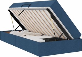 vidaXL Pat cu saltea și spațiu de depozitare albastru 100 x 200 cm