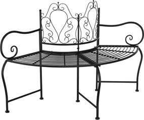 vidaXL Bancă circulară de copac, negru, 150 cm, oțel