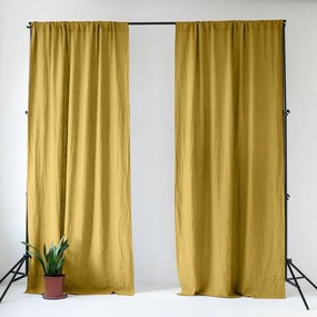 Draperie galbenă din in 140x170 cm Lemon Curry – Linen Tales