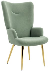 HOMCOM Fotoliu de Living cu Spătar Înalt, 73x68x111 cm, Verde și Auriu | Aosom Romania