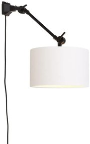 Aplica cu brat articulat Amsterdam S, abajur textil alb