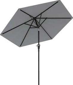 Outsunny Umbrelă Inclinabilă pentru Grădină și Terasă 2.3x2m cu Deschidere Ușoară prin Manivelă, Structură Metalică și 6 Stinghii, Gri | Aosom Romania