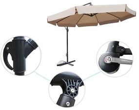 ShopJK UMBRELĂ DE SOARE PENTRU GRĂDINĂ 350 CM CAPPUCINO