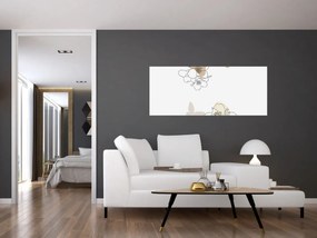 Tablou - Flori bej cu fluture N⁰2 (120x50 cm)