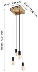 Lustră pe cablu WOOTTON 4xE27/40W/230V Eglo 43591