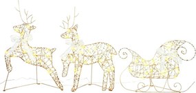 vidaXL Reni LED cu 60 LED 3 pcs Alb cald PET