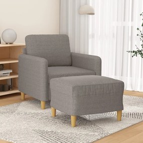 vidaXL Fotoliu canapea cu taburet, taupe, 60 cm, material textil