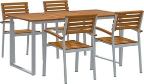 vidaXL Set de masă pentru grădină 5 pcs Gri Lemn Solid de Acacia
