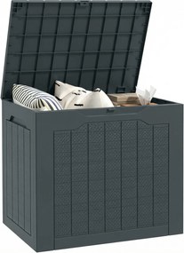 Outsunny Cufăr de depozitare exterior 93 L cu mânere încastrate, cutie de depozitare exterioară etanșă 56 x 41 x 50 cm, gri închis | Aosom Romania
