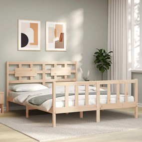 3192561 vidaXL Cadru de pat cu tăblie, king size, lemn masiv