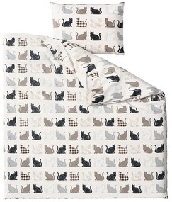 Lenjerie de pat din bumbac Renforce PATTERNED CATS bej Dimensiune lenjerie de pat: 2 buc 70 x 90 cm | 200 x 220 cm