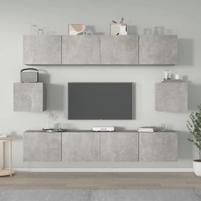 vidaXL Set dulap TV, 6 piese, gri beton, lemn prelucrat